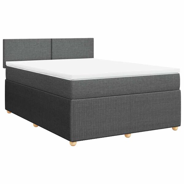 vidaXL Cama box spring con colch&oacute;n tela gris oscuro 140x190 cm