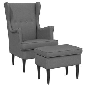 vidaXL Sill&oacute;n con Pouf 2 uds. Gris oscuro Tela