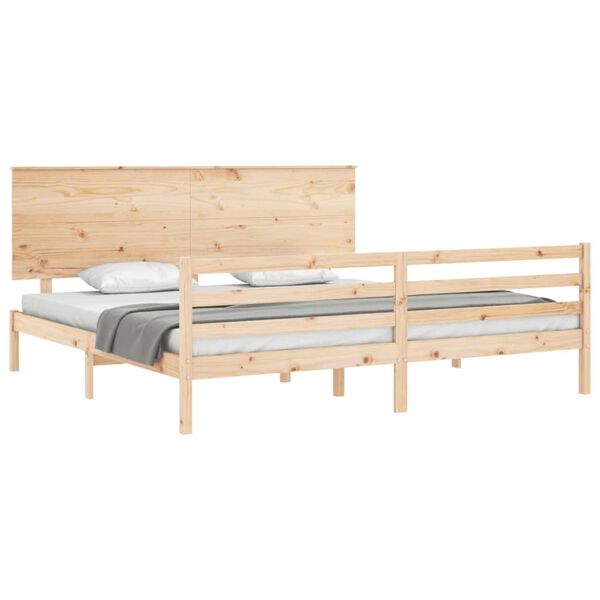 vidaXL Estructura de cama de matrimonio con cabecero madera maciza