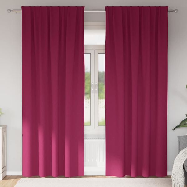 vidaXL Cortinas Opacas con Anillas 2 pcs Rojo vino 225 x 140 cm