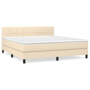 vidaXL Cama box spring con colch&oacute;n tela color crema 180x200 cm