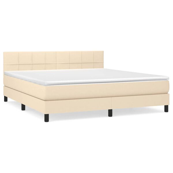 vidaXL Cama box spring con colch&oacute;n tela color crema 180x200 cm