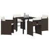 vidaXL Conjunto de Comedor de Jard&iacute;n 5 pcs Marr&oacute;n rat&aacute;n sint&eacute;tico