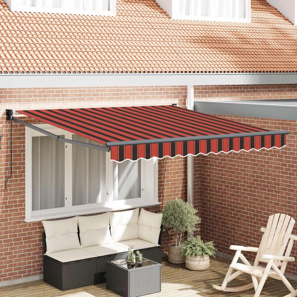 vidaXL Toldo Manual Rojo y Negro 350 x 250 x 165 cm Poli&eacute;ster