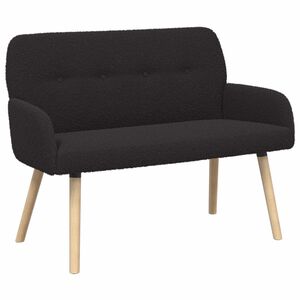 vidaXL Sof&aacute; de 2 plazas con patas de madera maciza Negro Boucl&eacute;
