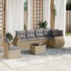 vidaXL Set sof&aacute;s de jard&iacute;n 7 piezas y cojines rat&aacute;n sint&eacute;tico beige