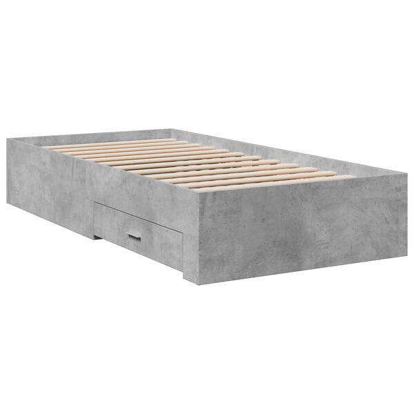 vidaXL Cama con cajones madera ingenier&iacute;a gris hormig&oacute;n 90x190 cm