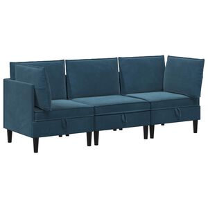 vidaXL Juego de muebles de sal&oacute;n 3 uds. Azul Terciopelo