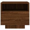 vidaXL Mesita de noche con luces LED marr&oacute;n roble 40x39x37 cm