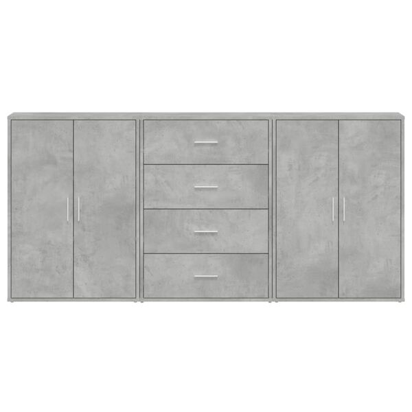 vidaXL Aparadores 3 uds madera de ingenier&iacute;a gris hormig&oacute;n 60x31x84 cm