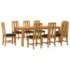 vidaXL Conjunto de comedor 9 uds. Negro Madera de Roble S&oacute;lido