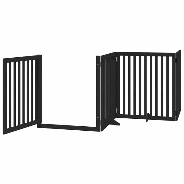 vidaXL Puerta para perros plegable 6 paneles madera &aacute;lamo negra 480 cm