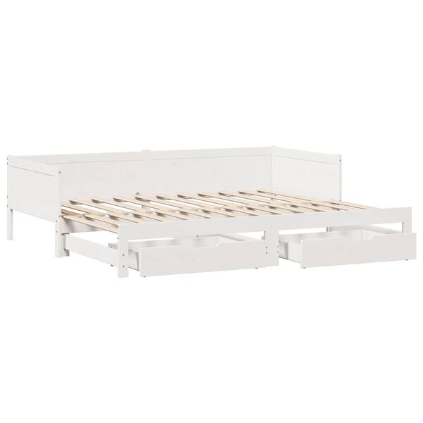 vidaXL Sof&aacute; cama nido con cajones sin colch&oacute;n blanco 90x190 cm