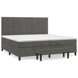 vidaXL Cama box spring con colch&oacute;n terciopelo gris oscuro 200x200 cm
