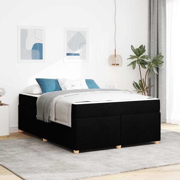 vidaXL Estructura de cama con colch&oacute;n Negro 160 x 200 cm tela