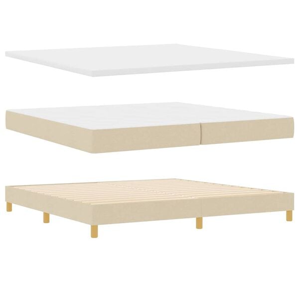vidaXL Cama tipo Box Spring con colch&oacute;n Crema 200 x 200 cm tela
