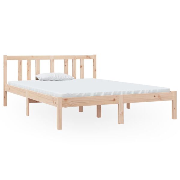 vidaXL Estructura de cama doble sin colchón madera maciza 135x190 cm