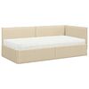 vidaXL Estructura de Cama Esquina con Colch&oacute;n 2 pcs Crema Terciopelo