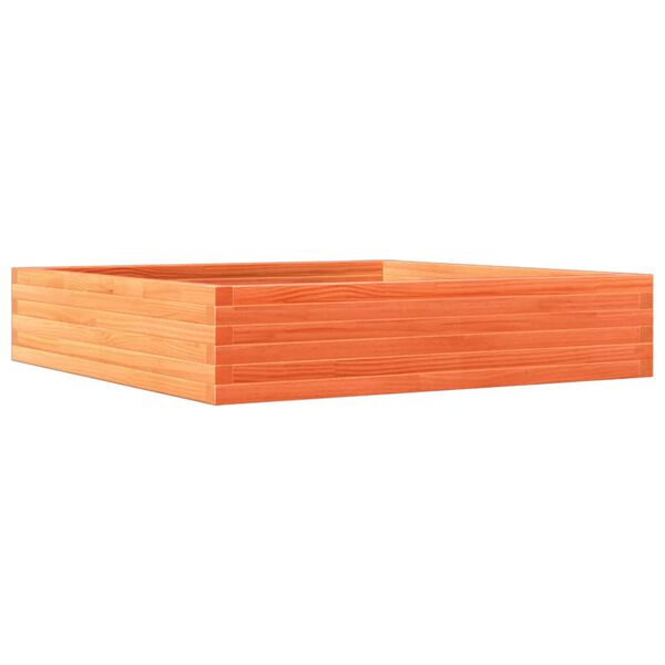 vidaXL Jardinera de madera maciza de pino marr&oacute;n cera 110x110x23 cm