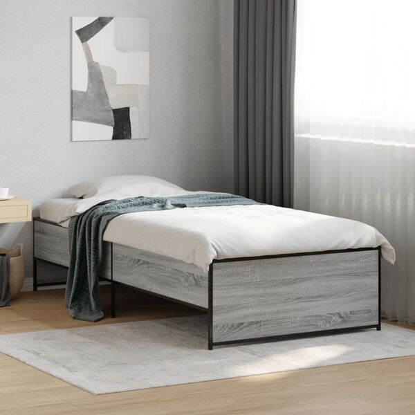 vidaXL Estructura cama madera ingenier&iacute;a metal gris Sonoma 90x200 cm