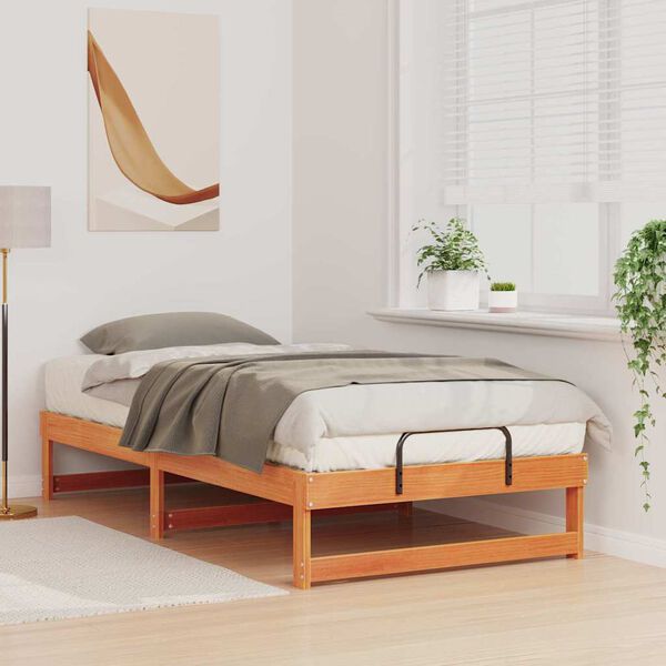 vidaXL Estructura de cama Marr&oacute;n 75 x 190 cm Madera de pino macizo