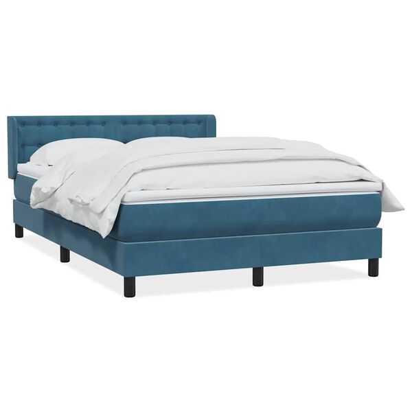 vidaXL Cama box spring con colch&oacute;n terciopelo azul oscuro 140x220 cm