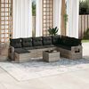 vidaXL Set muebles jard&iacute;n 9 pzas y cojines rat&aacute;n sint&eacute;tico gris claro