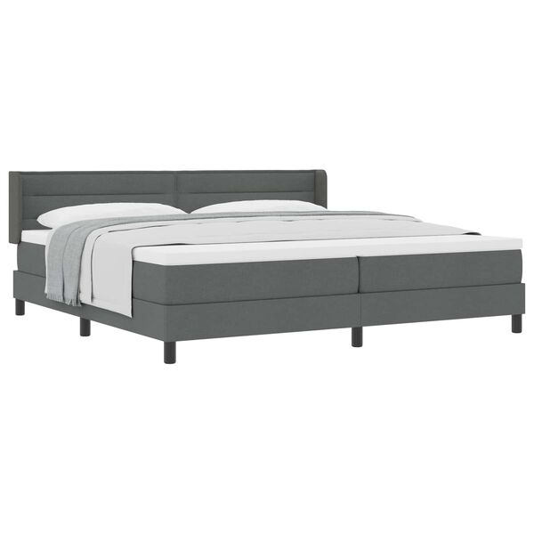 vidaXL Cama tipo Box Spring con colch&oacute;n Gris oscuro 200 x 200 cm tela