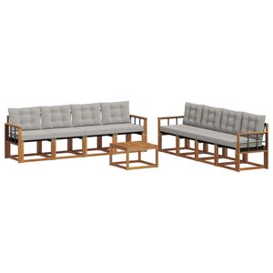 vidaXL Conjunto de sof&aacute;s de exterior 9 pcs Gris Natural y Claro
