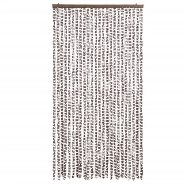 vidaXL Cortina antimoscas chenilla gris taupe y blanco 100x200 cm