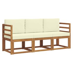 vidaXL Conjunto de sof&aacute;s de exterior 3 uds. Natural y Crema
