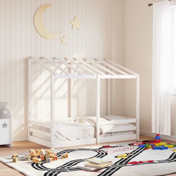 vidaXL Cama para ni&ntilde;os con techo madera de pino blanco 80x160 cm