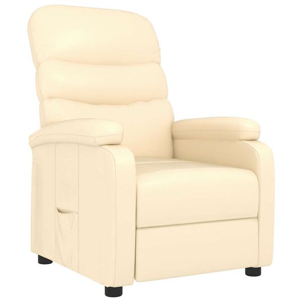 vidaXL Sillón reclinable de cuero sintético crema