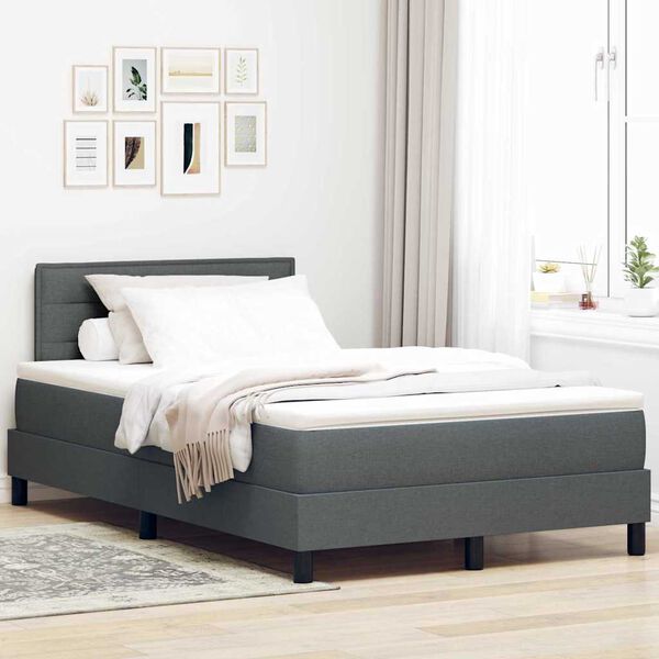 vidaXL Cama tipo Box Spring con colch&oacute;n Gris oscuro 120 x 190 cm tela