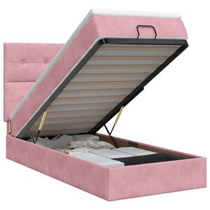 vidaXL Cama otomana con colch&oacute;n Rosa 80 x 200 cm Terciopelo