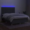vidaXL Cama box spring colch&oacute;n y luces LED tela gris oscuro 140x190 cm