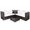 vidaXL Set muebles de jardín 4 piezas y cojines ratán sintético marrón