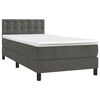 vidaXL Cama box spring colch&oacute;n y LED terciopelo gris oscuro 80x200 cm