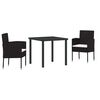 vidaXL Conjunto de Comedor de Jard&iacute;n 5 pcs Negro rat&aacute;n sint&eacute;tico