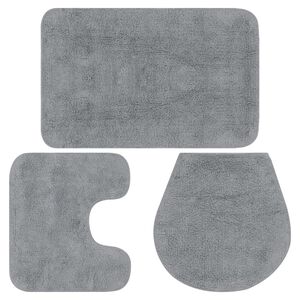 vidaXL Conjunto de alfombrillas de ba&ntilde;o de tela 3 piezas gris