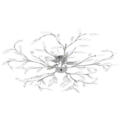 vidaXL Lámpara de techo brazos cristal forma hoja 5 bombillas blanco