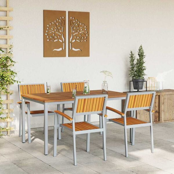 vidaXL Conjunto de Comedor de Jardín 5 pcs Gris y marrón