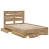 vidaXL Estructura de cama con caj&oacute;n Roble artesanal 120 x 190 cm