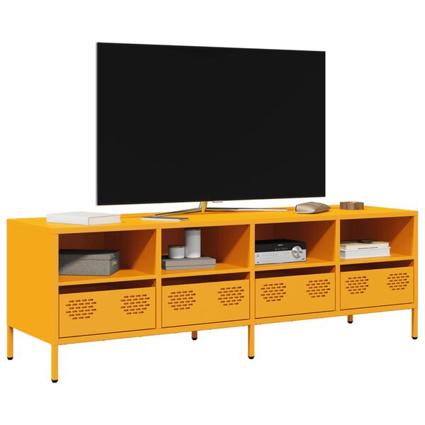 vidaXL Mueble para TV acero laminado en fr&iacute;o amarillo 135x39x43,5 cm