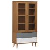 vidaXL Mueble vitrina MOLDE madera maciza de pino marr&oacute;n 90x35x175 cm