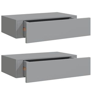 vidaXL Estantes de pared con caj&oacute;n 2 uds MDF gris 40x23,5x10 cm