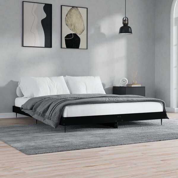 vidaXL Estructura de cama madera de ingenier&iacute;a negra 200x200 cm