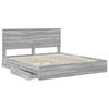 vidaXL Cama con almacenamiento con cabecera Gris Sonoma 200 x 200 cm