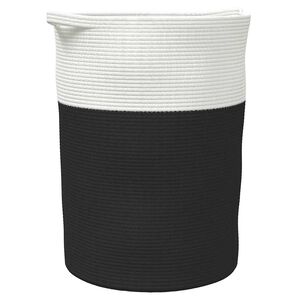 vidaXL Cesta de almacenaje algod&oacute;n negro y blanco &Oslash;49x65 cm