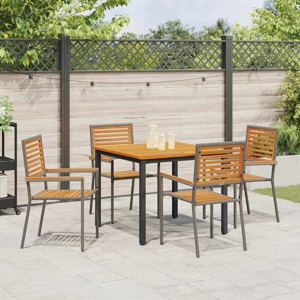 vidaXL Conjunto de Comedor de Jard&iacute;n 5 pcs Gris y marr&oacute;n